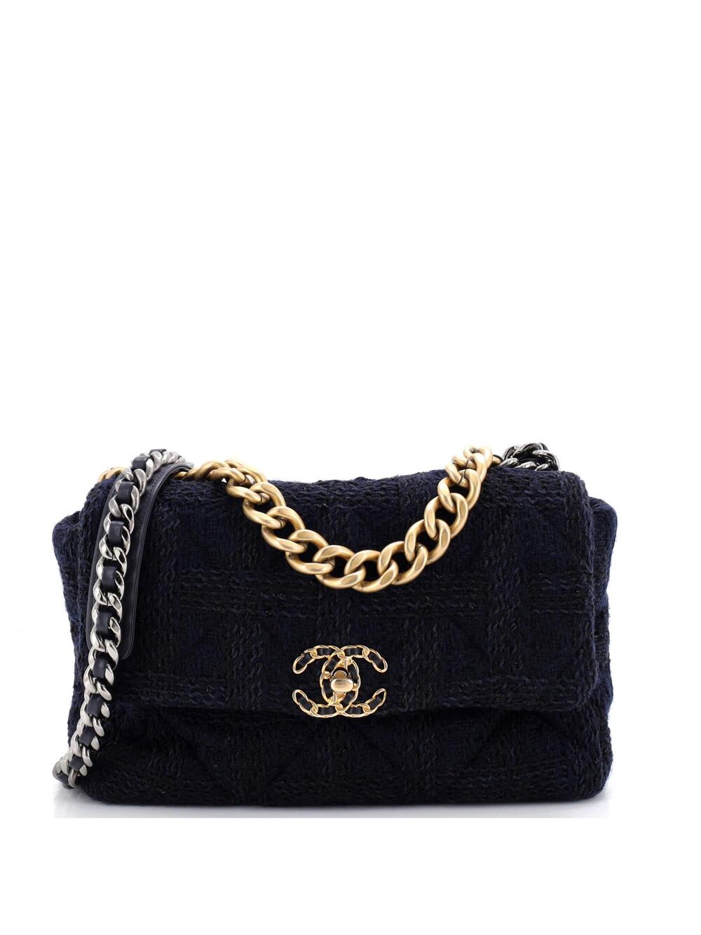 Chanel 19 Flap Bag Quilted Tweed Large #258293C45B